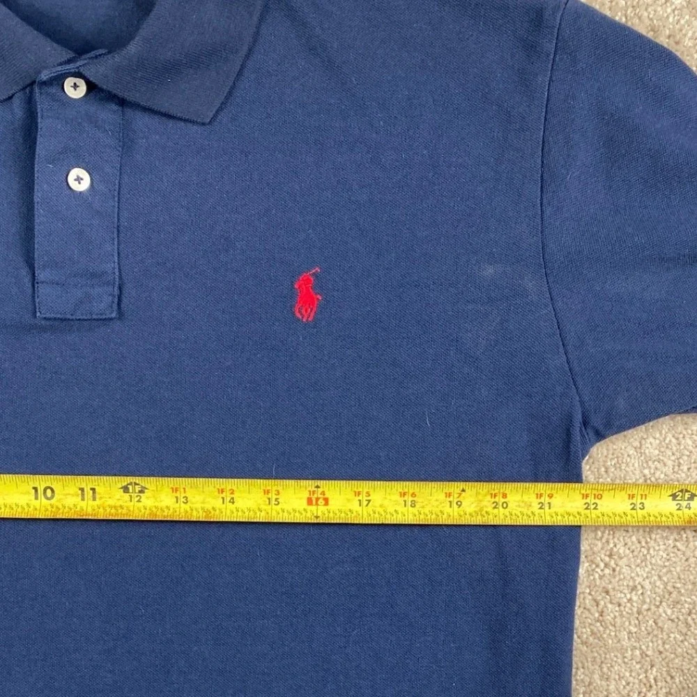 Polo‎ Ralph Lauren Mens XXL Navy Blue Long Sleeve Custom Fit Polo Shirt Red Pony